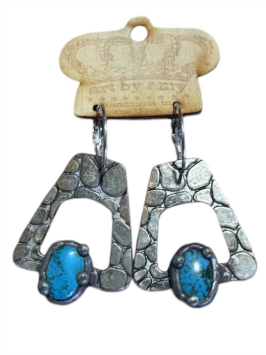 Art By Amy Labbe - Women's Oblong With Turquoise Center Earrings