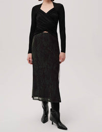 EXQUISE Linda K. Midi Skirt in green black - women's skirt