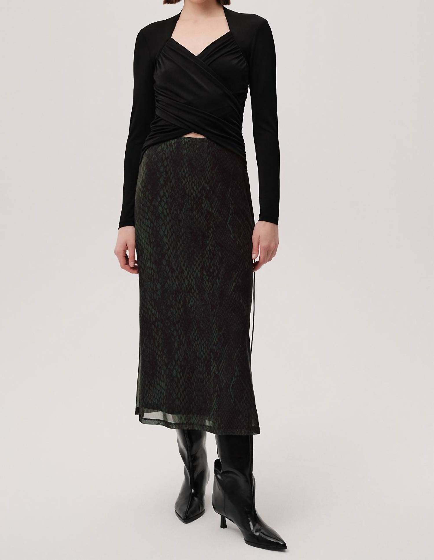 EXQUISE Linda K. Midi Skirt in green black - women's skirt