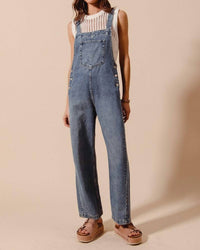 So Me - Women's Washed Denim Wide Leg Overall