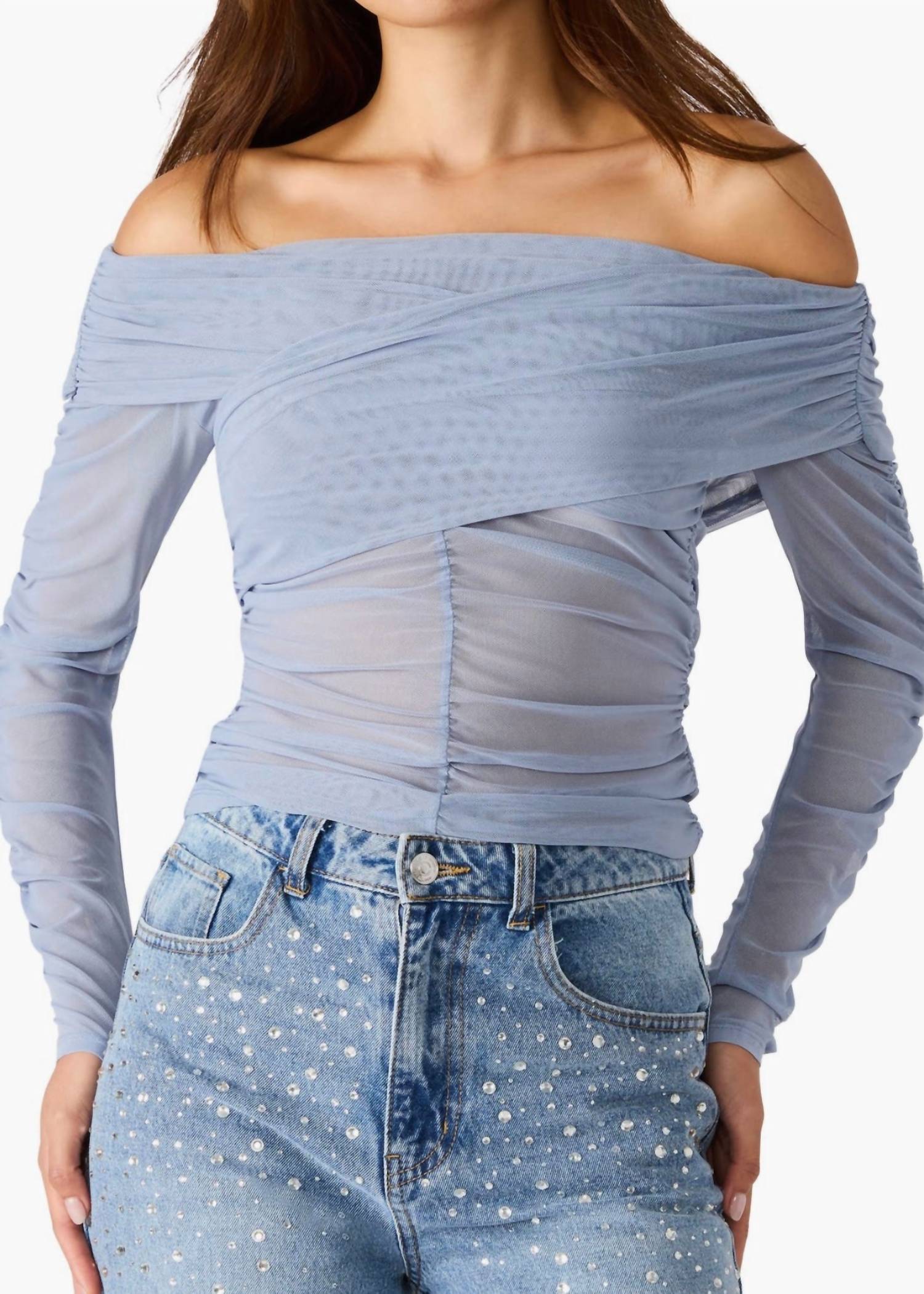 Steve Madden - Viktoria Off-the-Shoulder Mesh Top