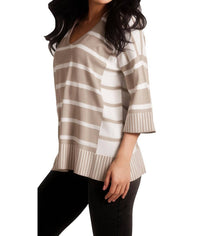 Angel Apparel - Nautical Oversized Three-Quarter Sleeve Pullover