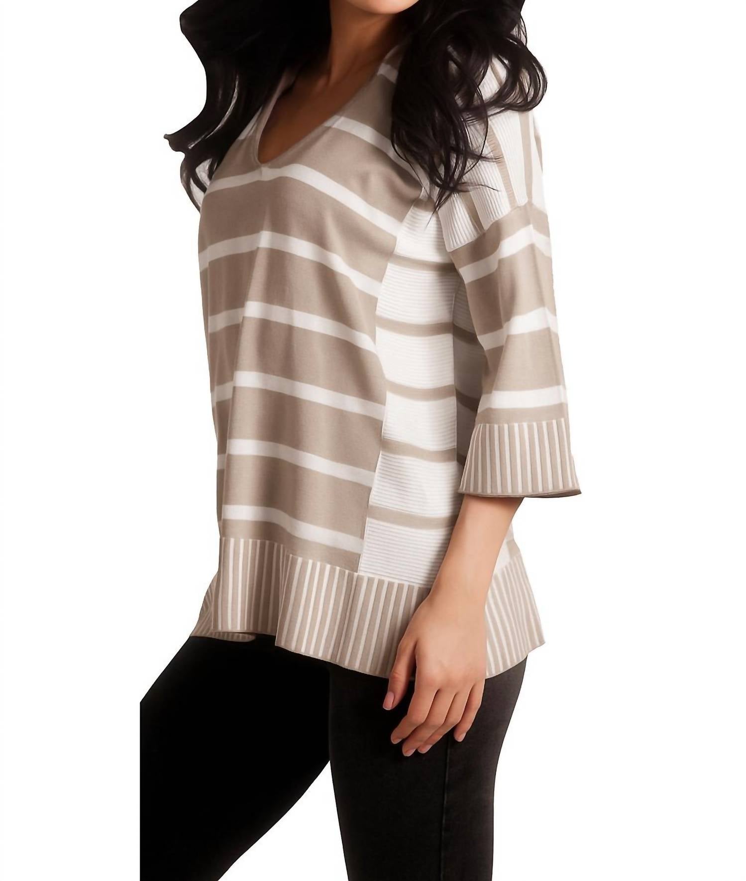 Angel Apparel - Nautical Oversized Three-Quarter Sleeve Pullover