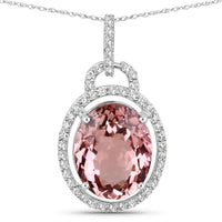Diana M Jewels Women's Oval Natural Tourmaline Pendant Necklace (3.90 Ct) - Signature Plus in 14k white gold - women's jewelry