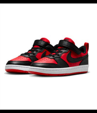 NIKE Youth's Court Borough Low Recraft Shoe in university red black white - kids' sneaker - alternate view