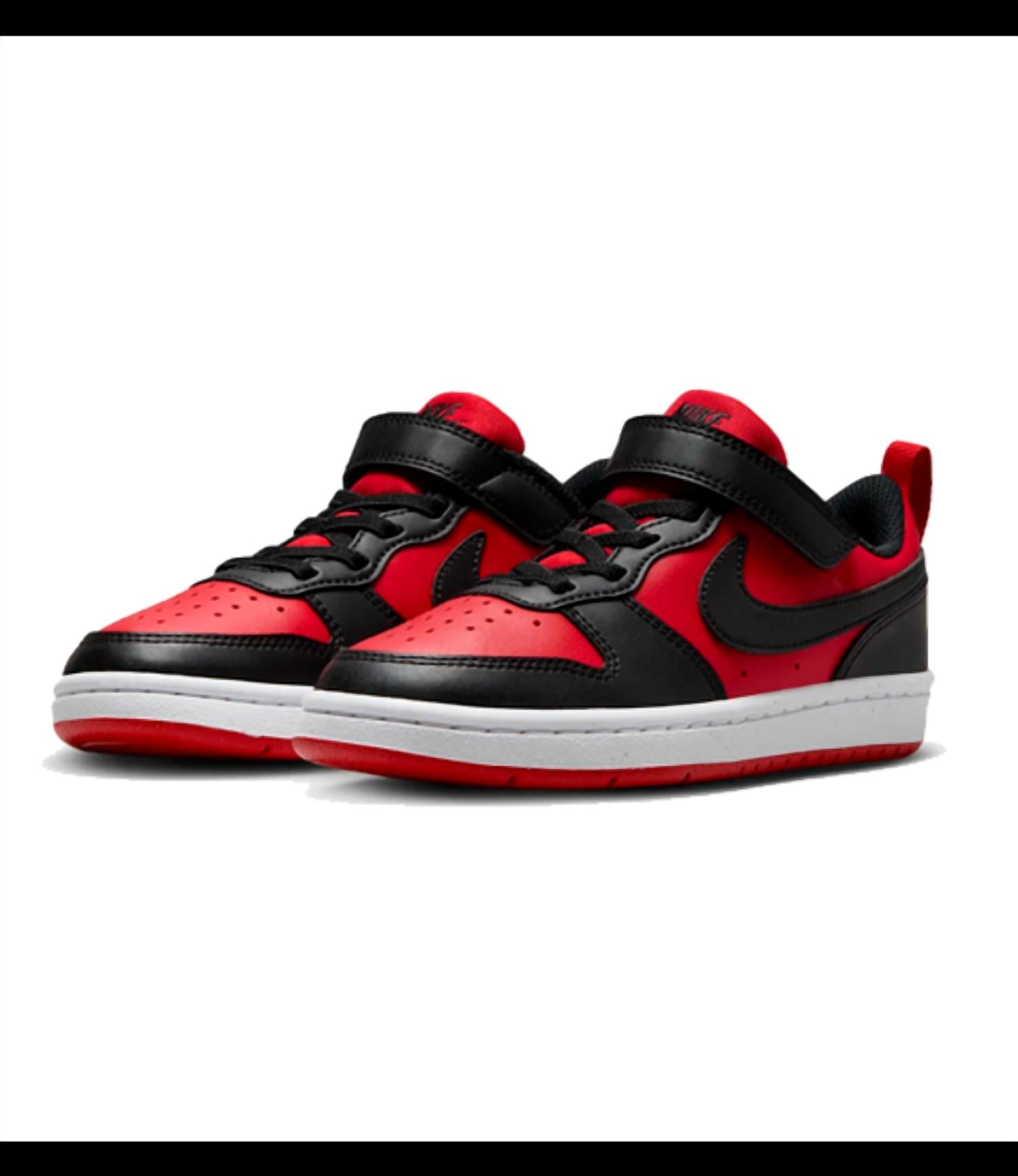 NIKE Youth's Court Borough Low Recraft Shoe in university red black white - kids' sneaker - alternate view