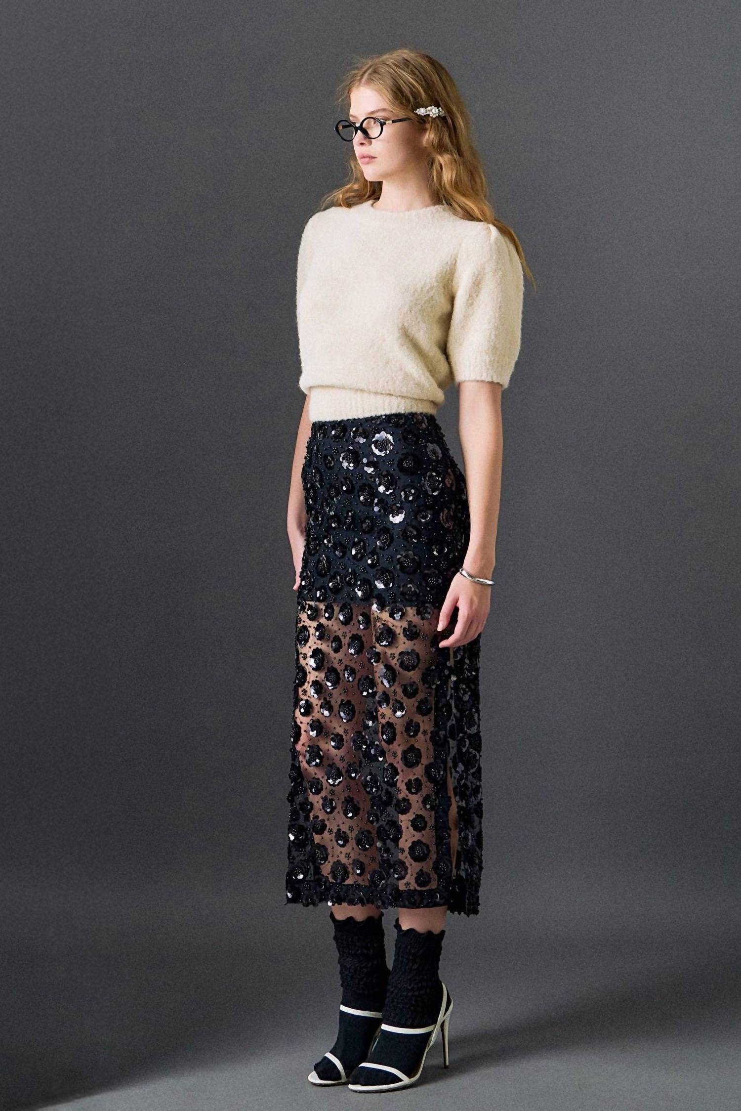 English Factory - Boucle Puff Sleeve Knit Top