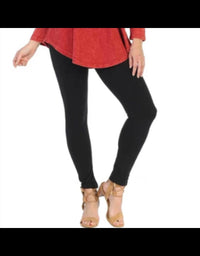 Jess & Jane Mineral Washed Cotton Ankle Legging Pants in jet black - women's pants - detail view