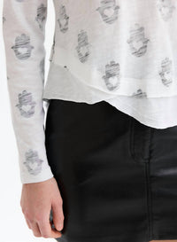 CHRLDR Hamsa Ava Mock Layer Long Sleeve T-shirt in white - women's long sleeve top - alternate view