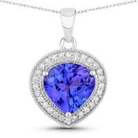 Diana M Jewels Women's Heart Natural Tanzanite Pendant Necklace (2.58 Ct) - Signature in 14k white gold - women's jewelry - detail view
