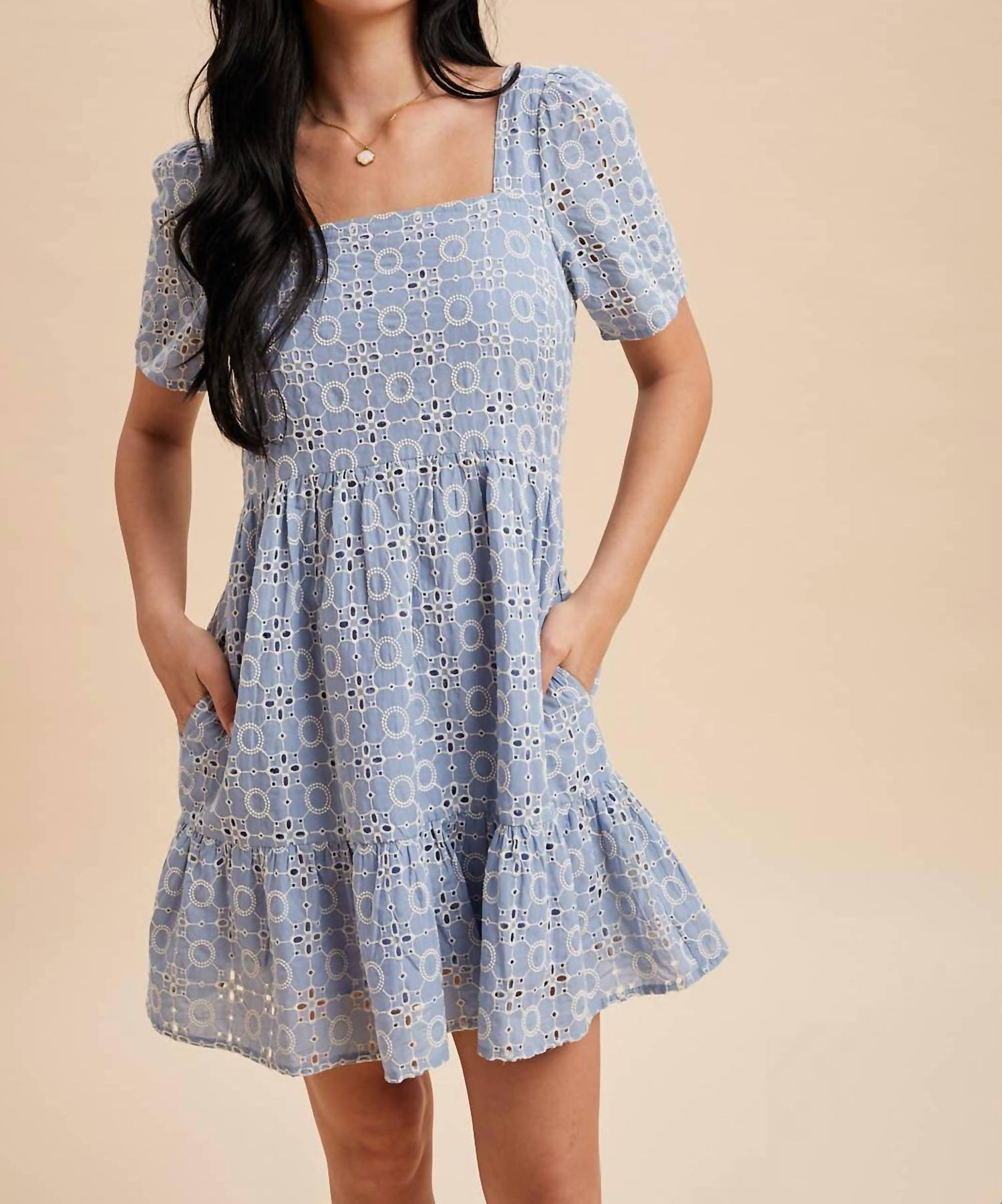 In-Loom - Ellie Eyelet Embroidered Shift Mini Dress