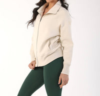 glyder Scuba Full Zip Sweatshirt in oatmilk - women's top - alternate view