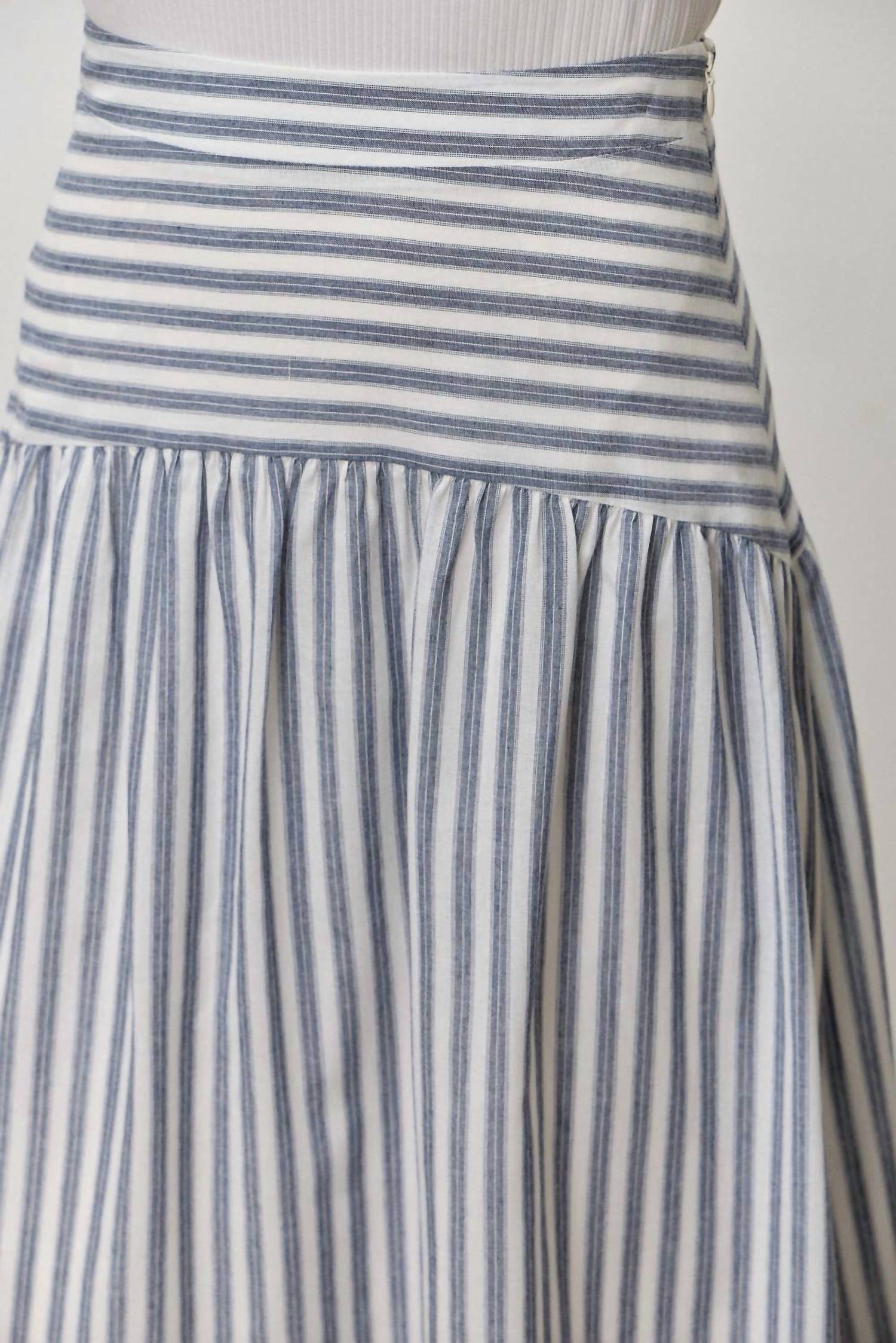 Polagram - Striped Cotton Midi Skirt