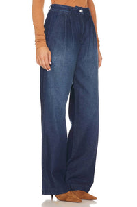 Eb Denim - Swan Pleated Wide Leg Denim Trousers