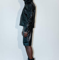 knotWTR Unisex I’m Worth A Lot Leather Jacket With Hood in black - women's jacket - alternate view