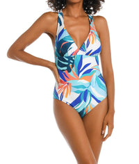 La Blanca - Coastal Palm Criss-Cross Back One Piece Swimsuit