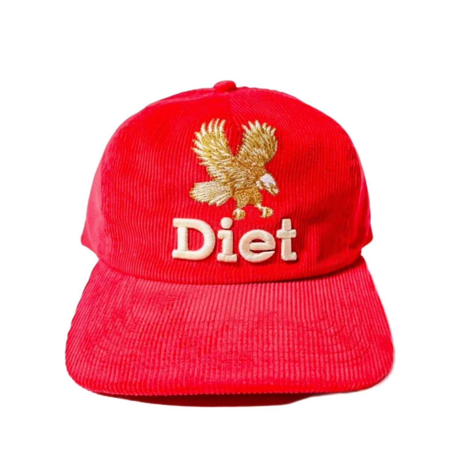 Diet Starts Monday Men's Eagle Corduroy Hat in red - men's hat