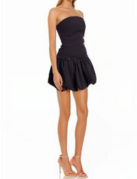 BADGLEY MISCHKA Strapless Bubble Hem Mini Dress in black - women's dress - alternate view