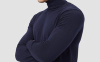 Bugatchi Uomo Super Merino Wool Turtleneck Sweater in midnight - men's sweater - view 4