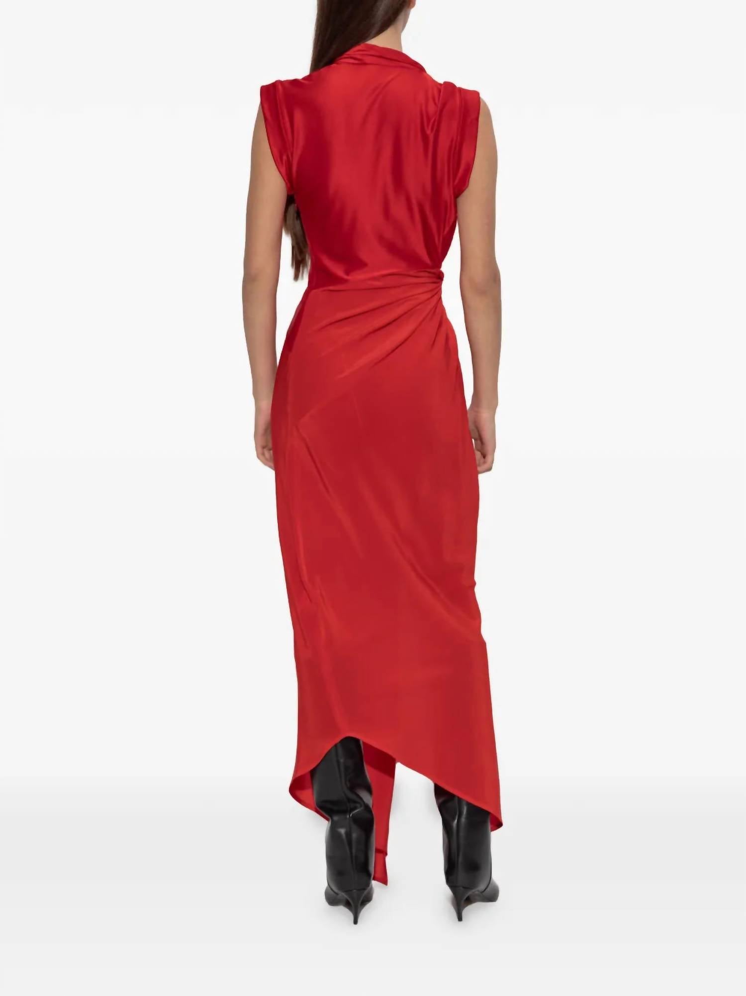 VICTORIA BECKHAM Twist Maxi Dress in cardinal red - women's dress - alternate view