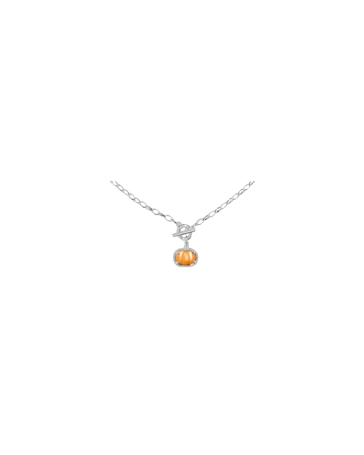 Kendra Scott Women's Pumpkin Link And Chain Necklace in silver orange mother of pearl 1 - women's jewelry - alternate view