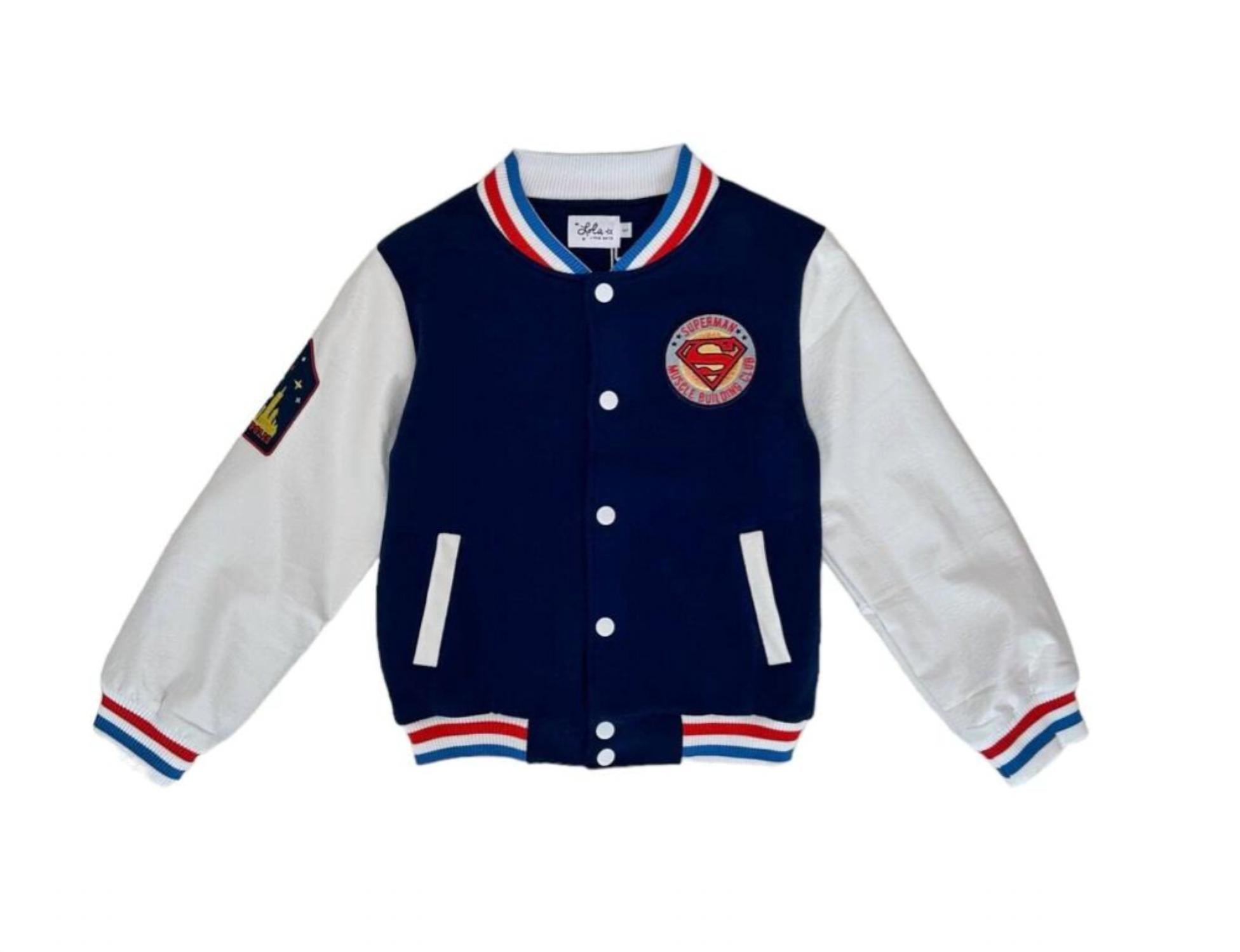 Lola + The Boys Boy's Superman Bomber Jacket in navy - item