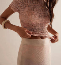 Free People Angelina Lace Tee in beige - women's t-shirt - alternate view