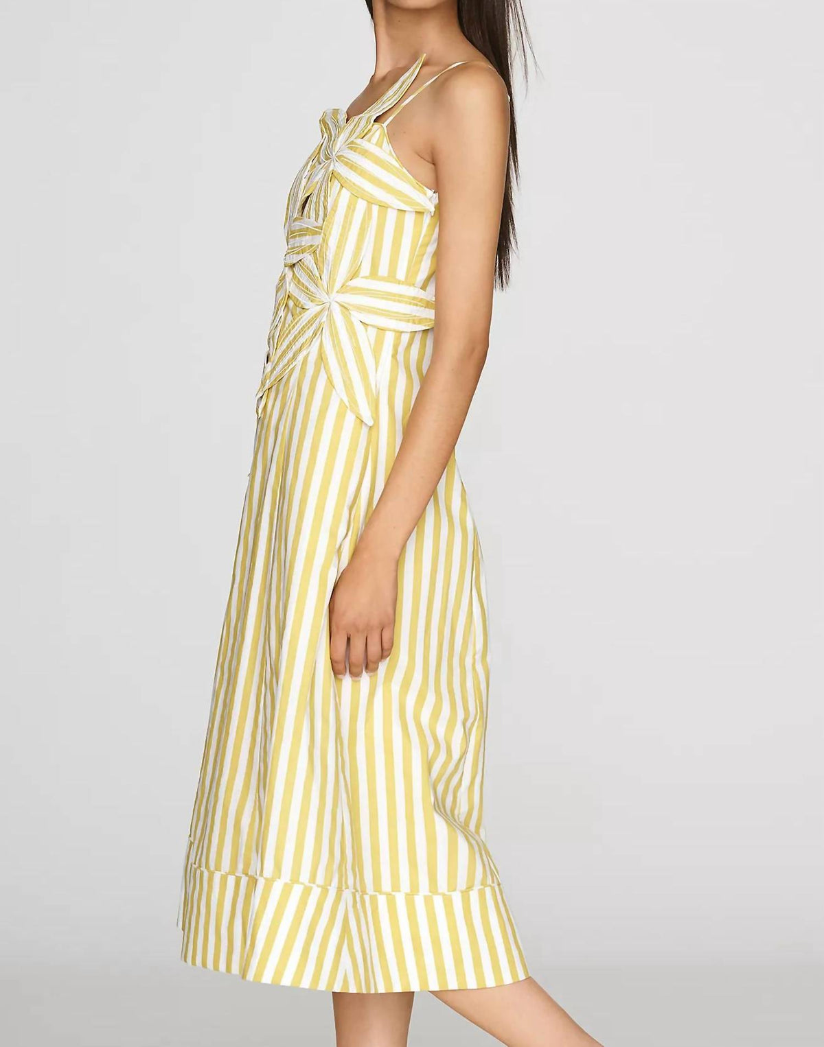 English Factory - Stripe Flower Appliqué Midi Dress