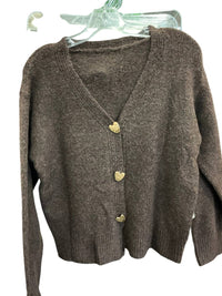 Little Daisy Closet Women's Chunky Knit Button Sweater in coffee bean - women's cardigan