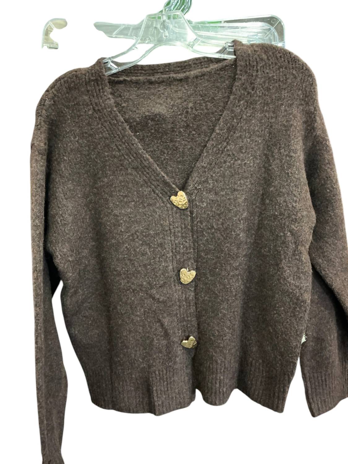 Little Daisy Closet Women's Chunky Knit Button Sweater in coffee bean - women's cardigan