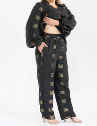 Karen T Design - Long Sleeve Top And Straight Pants Set