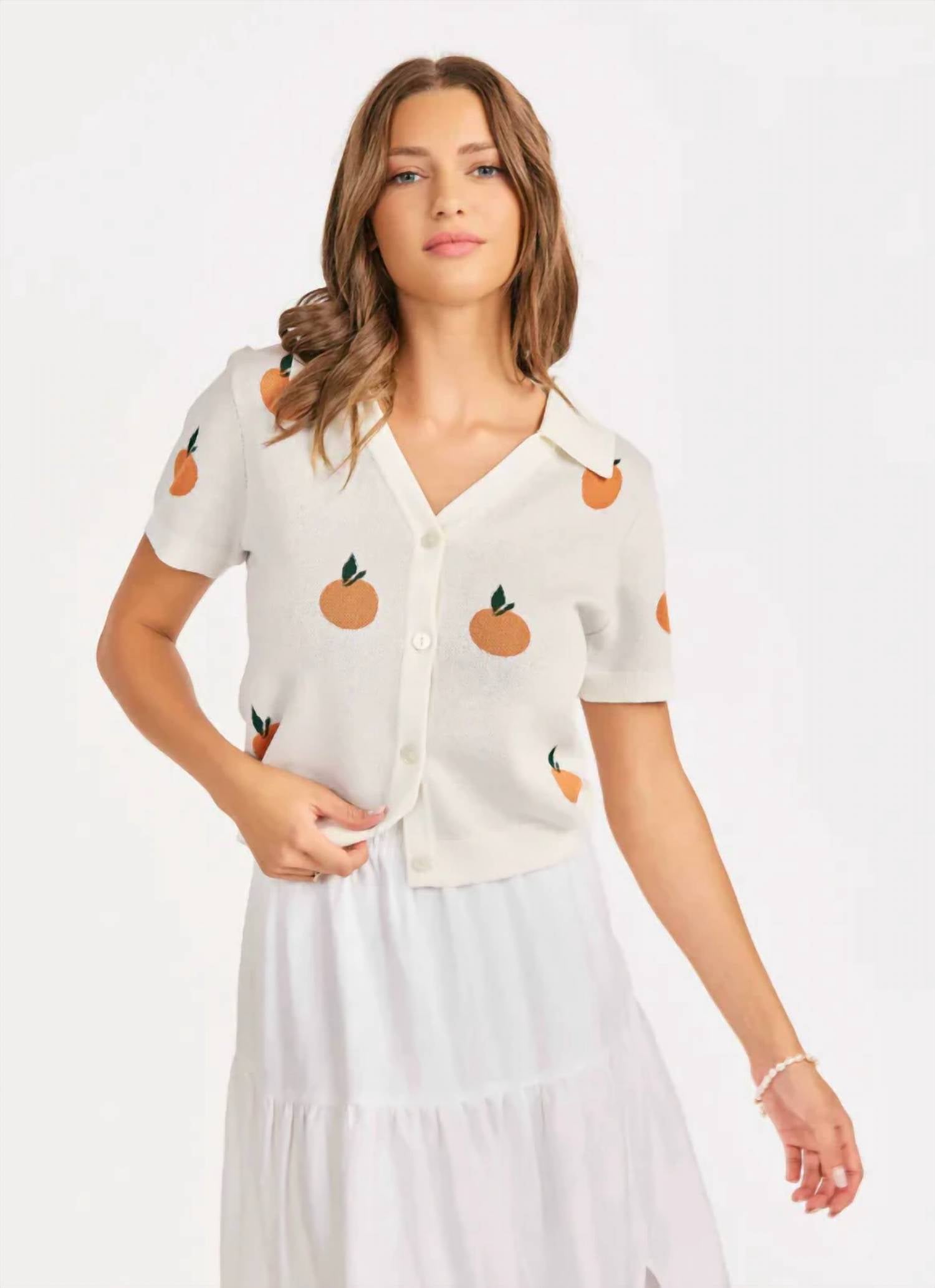 Sadie & Sage - Citron Embroidered Knit Shirt