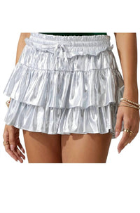 Day + Moon - Tiered satin skort with ties