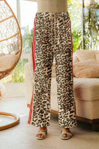 BiBi Bold Moves Drawstring Pants in leopard print - women's pants - detail view