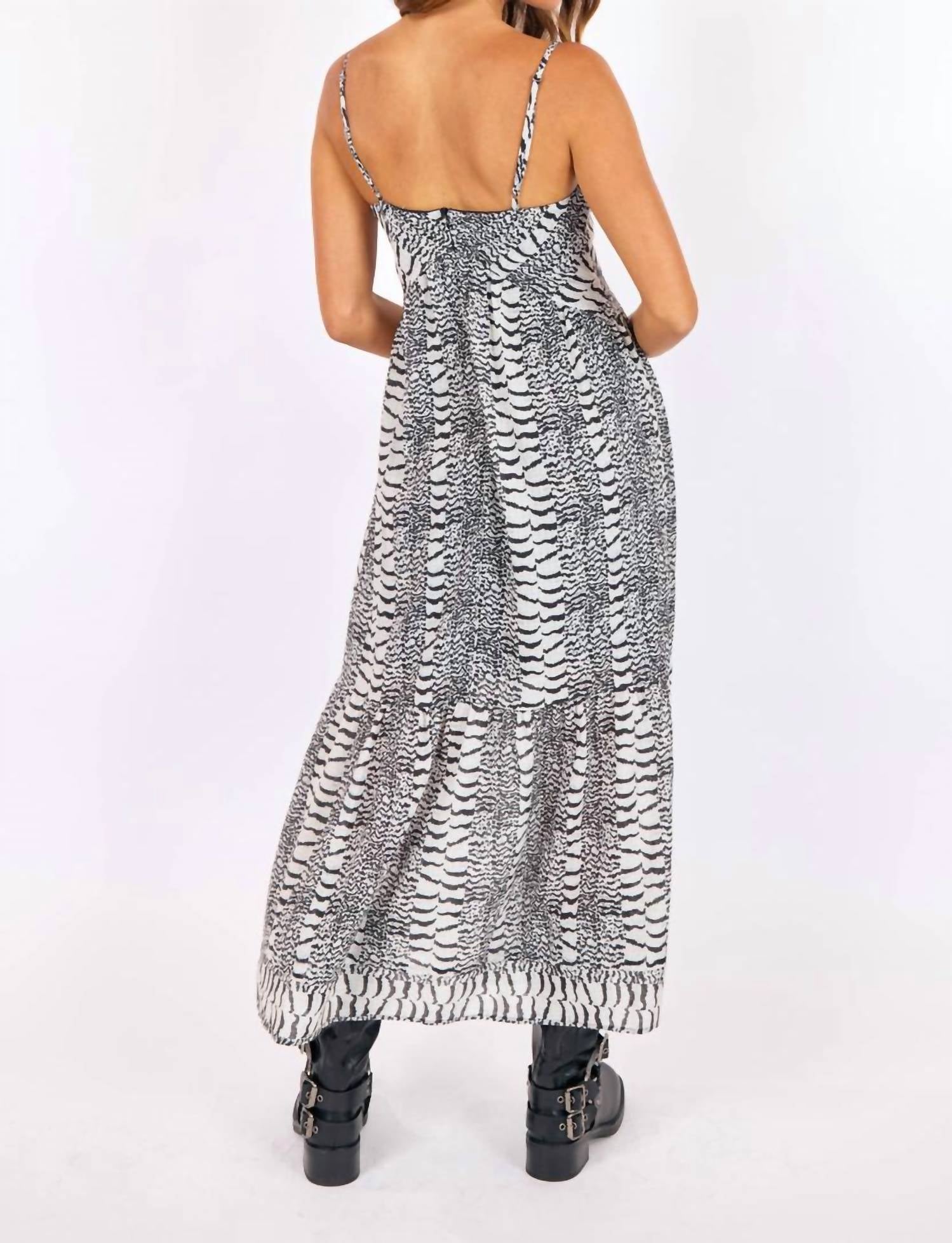 SAGE THE LABEL Urban Jungle Maxi Dress in black multi - women's dress - alternate view