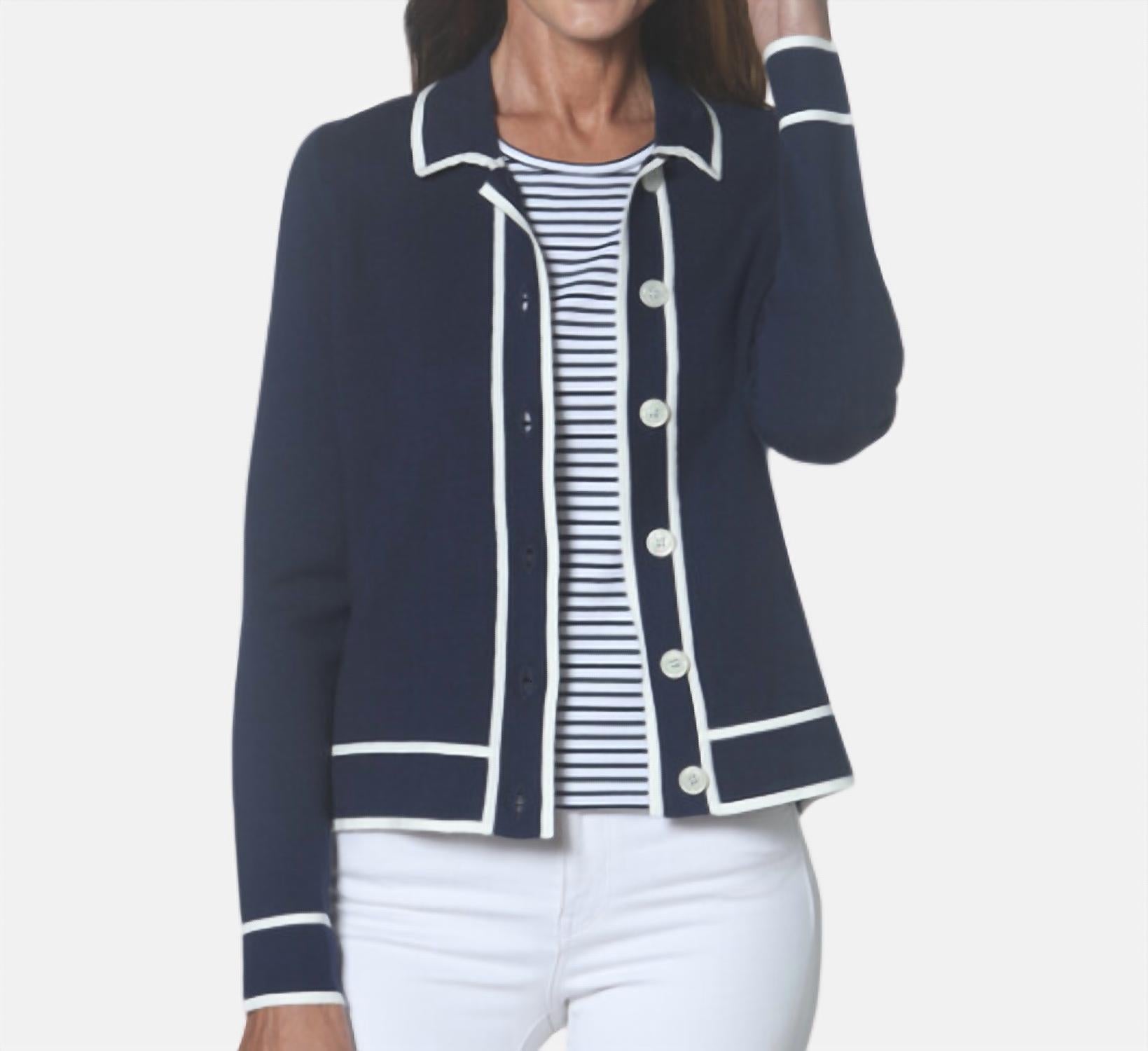 J'Envie/Eli Trim Knit Jacket in navy - women's jacket