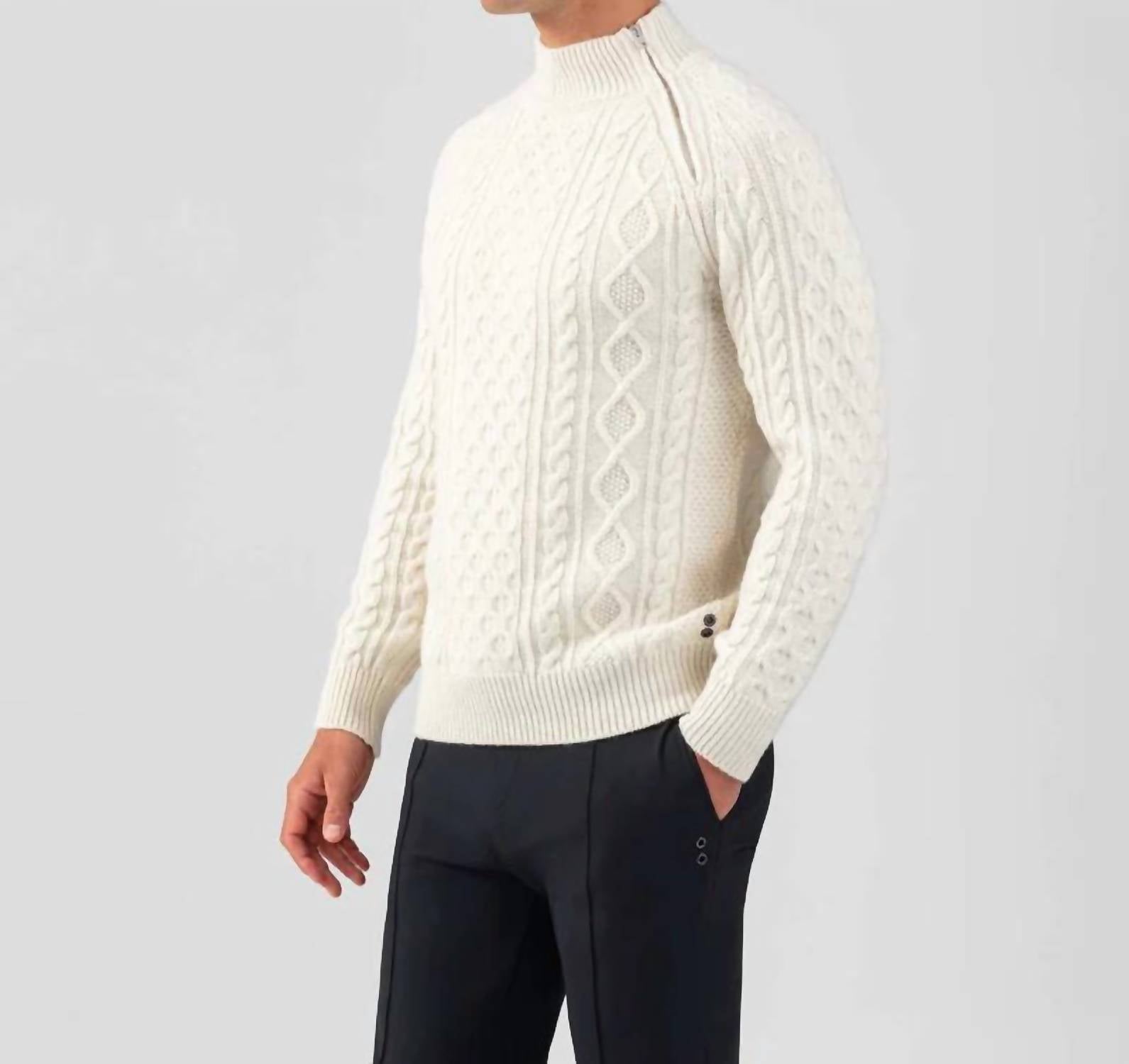 Ron Dorff Wool Cashmere Telemark Sweater in off white - men's sweater - alternate view