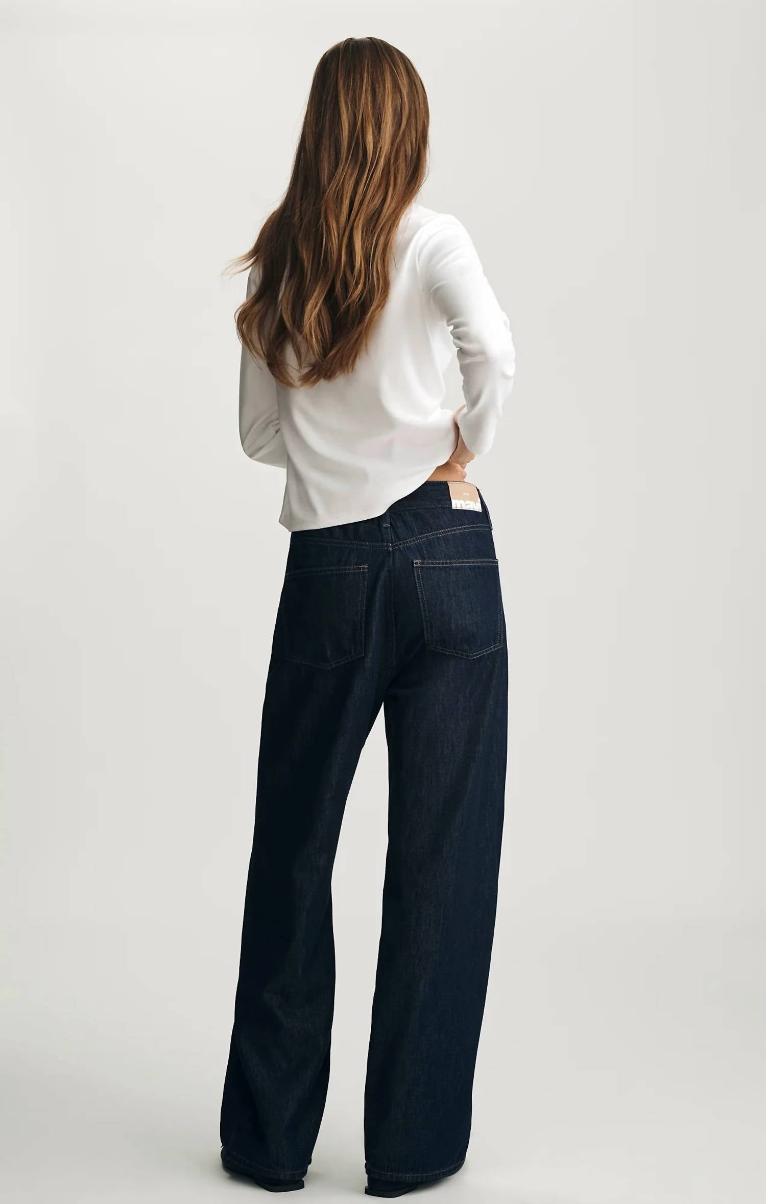 mavi Nella Wide Leg Jeans in dark wash - women's jeans - detail view