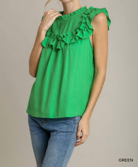 Umgee - Ruffle Trim Boxy Sleeveless Top