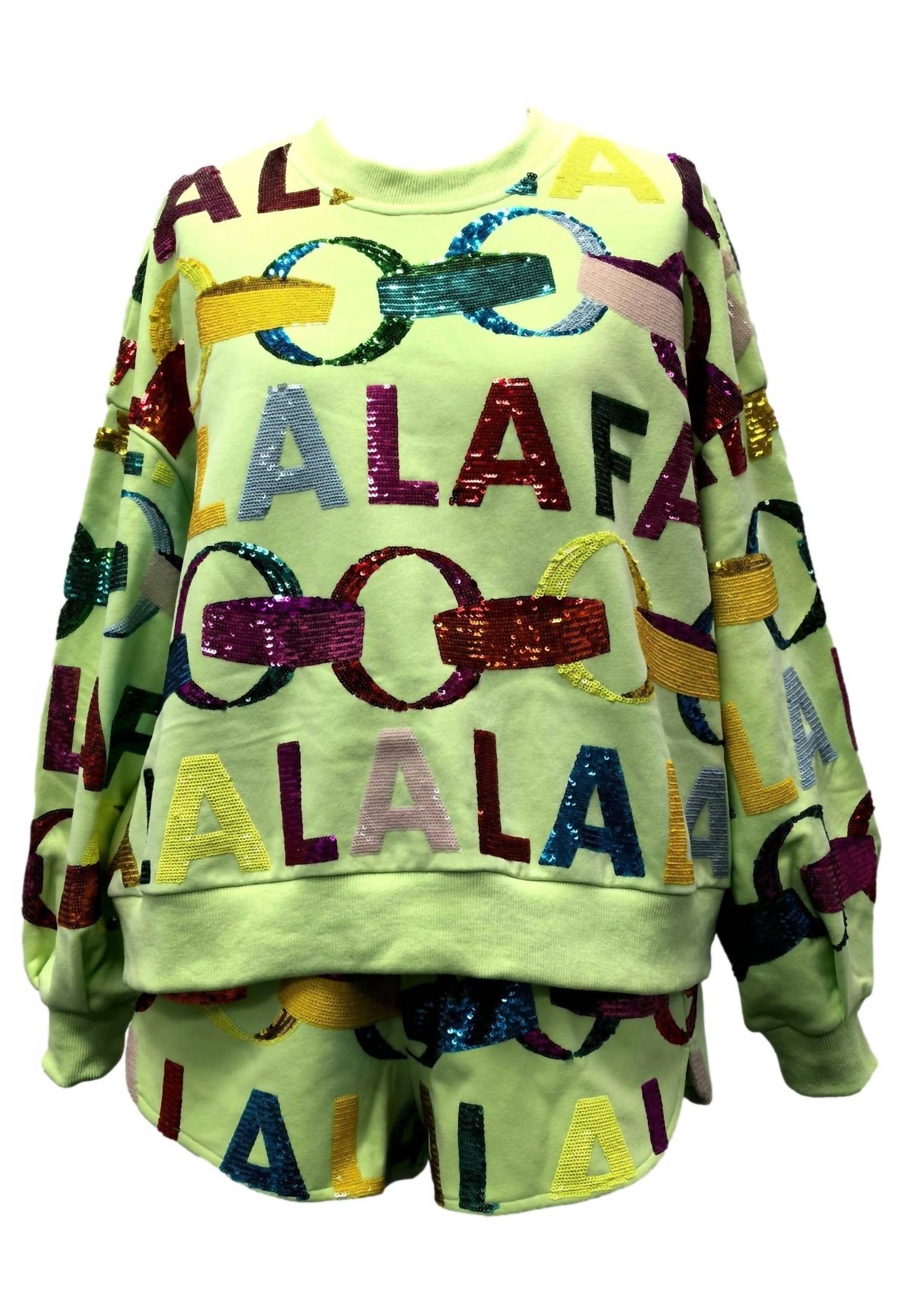 QUEEN OF SPARKLES Women's Falala With Garland Shorts in yellow green - women's shorts - view 7