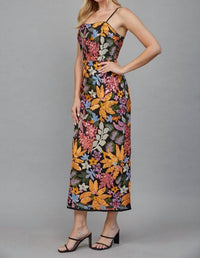 Fate - Floral Sequin Embroidered Midi Dress