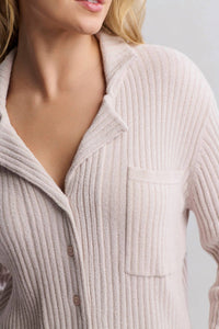 Barefoot Dreams - Cozychic Ultra Lite Lurex Rib Button Front Shirt