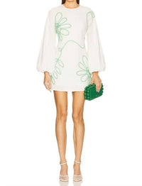 The Wolf Gang Luna Mini Dress in ivory and green - women's dress
