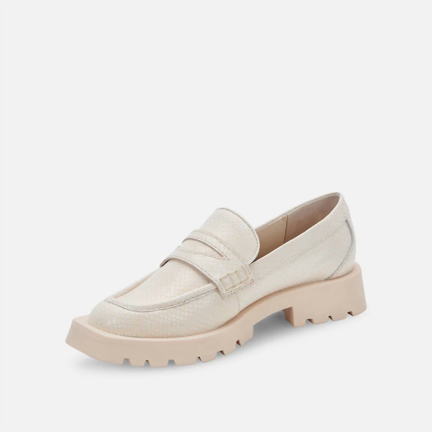 Dolce Vita Women's Embossed Lug Sole Loafer in ivory - women's flats - detail view
