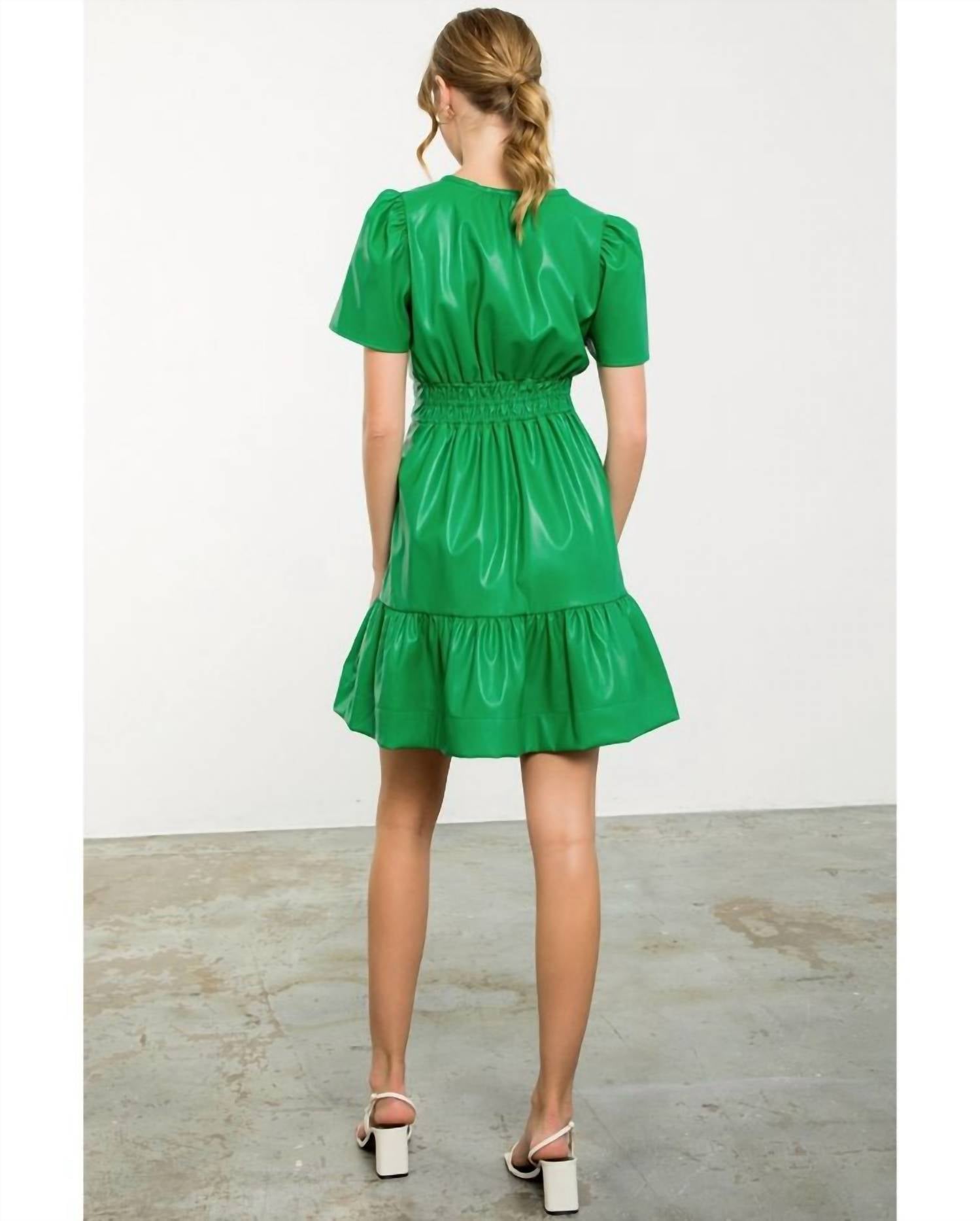 Thml - SMOCKED WAIST LEATHER DRESS