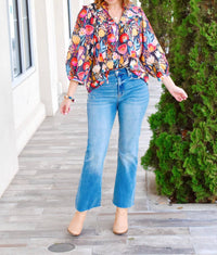 Entro - Bright Floral Fall Blouse