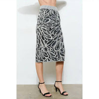Ina Fashion - Glitter Detail Abstract Jacquard Knit Midi Skirt