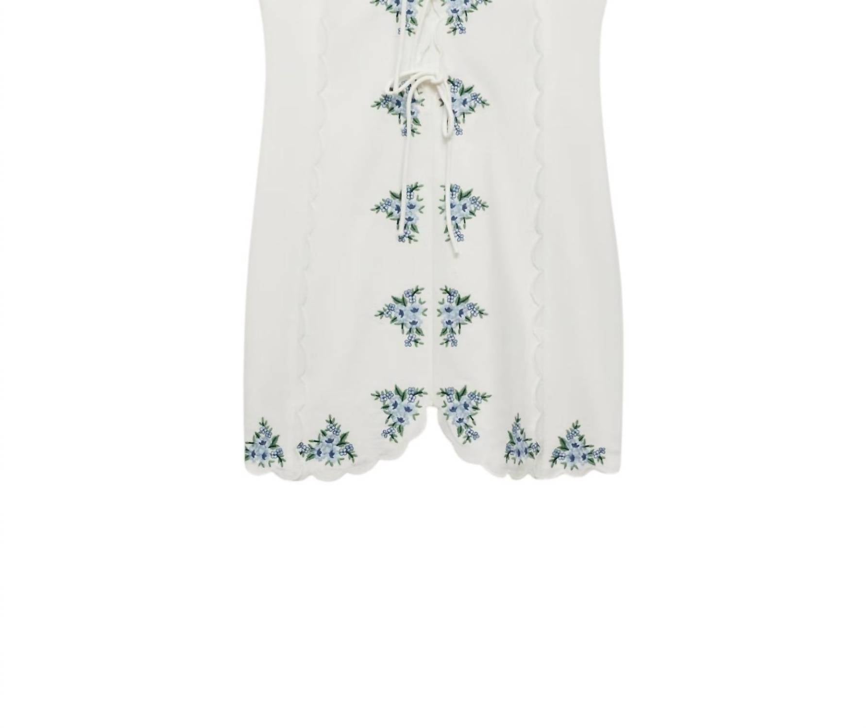Fate - Embroidered Scalloped Linen Dress
