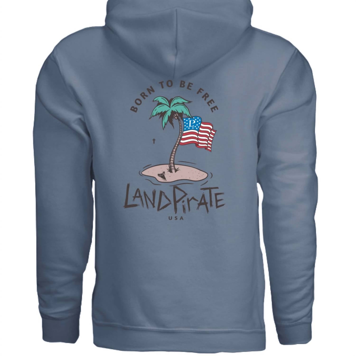 Land Pirate Men's Nokomber Flag Flying Hoodie in storm blue - men's shirt - detail view