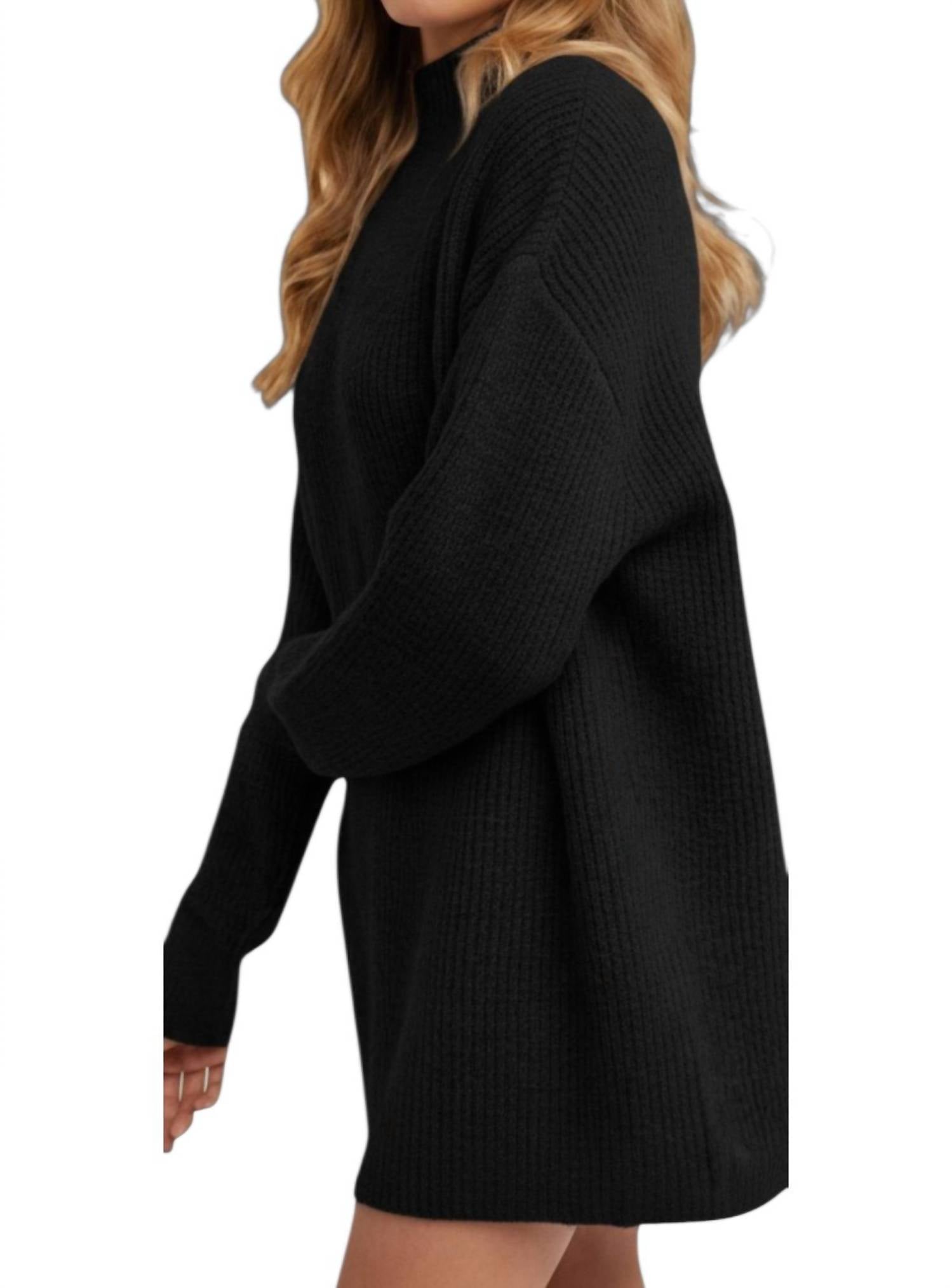 Bluivy - Mock neck knit sweater mini dress